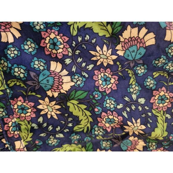 LOFT Dress Women's Large Blue Floral Shirred Flounce Maxi Cotton Cottage - Picture 4 of 5